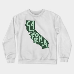 California Doodle Letters Map Outline- Green Crewneck Sweatshirt